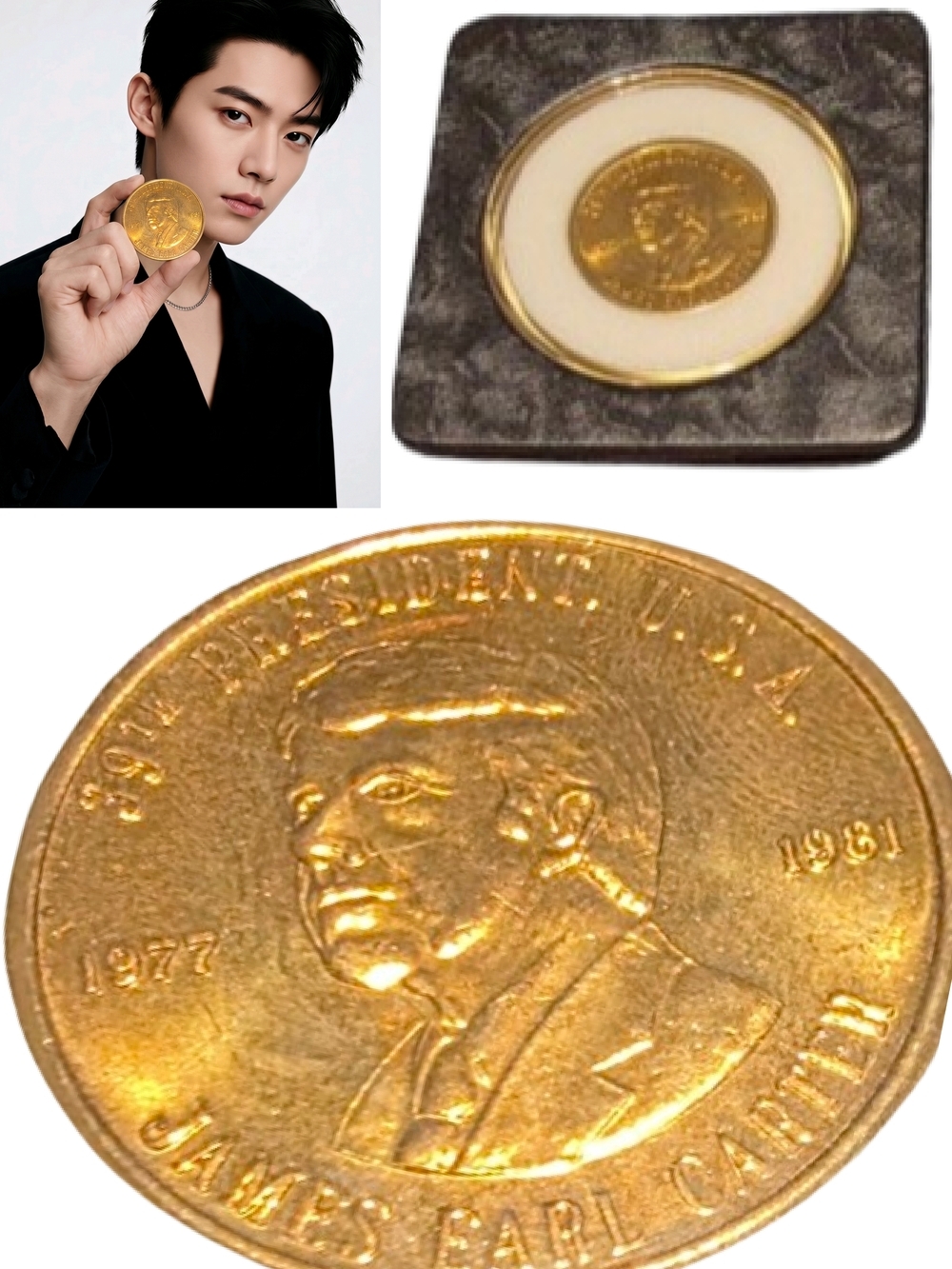 📣Vintage 🪙 39th President 🇺🇲 James E. Carter 24kt Plated Commemorative Coin